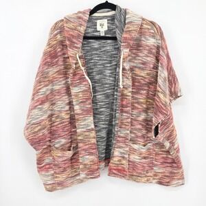 Billabong Boho Festival Womens Short Sleeve Hooded Terry Cardigan M Beach Surfer